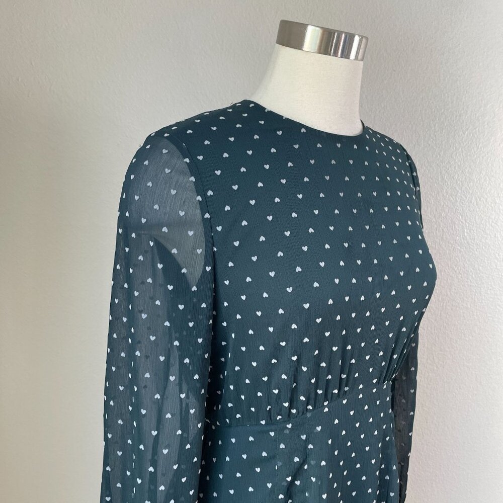 Ted‎ Baker Womens US 6 Heart Print Long Sleeve Dress Fit & Flare - Picture 4 of 16